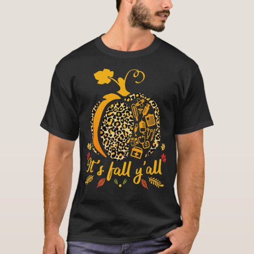 Its Fall yall Fall Nurse Scrub Tops Leopard Pumpki