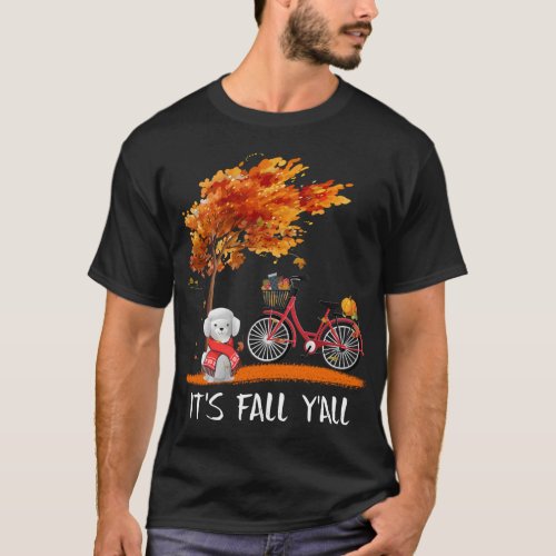 Its Fall Yall French Poodle Bike Pumpkin Fall Au T_Shirt