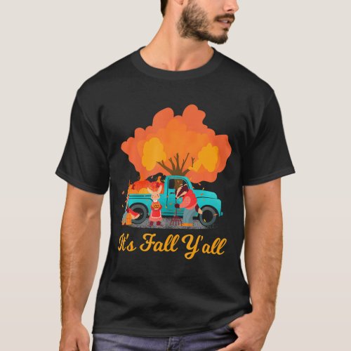 Its Fall Yall Gnome Dwarf Autumn Leaves Fall T_Shirt