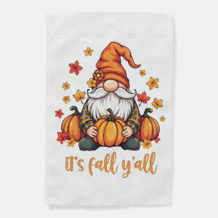 It's Fall Y'all Gnomes Pumpkin Autumn Thanksgiving Garden Flag