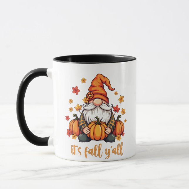 It's Fall Y'all Gnomes Pumpkin Autumn Thanksgiving Mug (Left)
