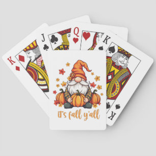 It's Fall Y'all Gnomes Pumpkin Autumn Thanksgiving Poker Cards