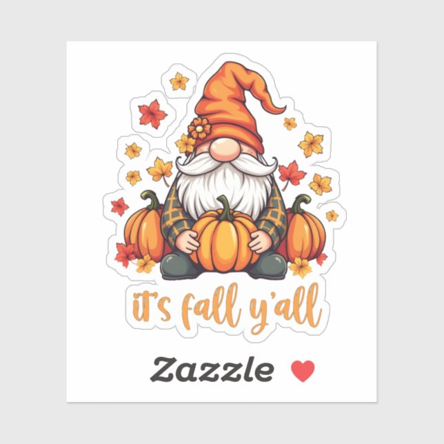 It's Fall Y'all Gnomes Pumpkin Autumn Thanksgiving Sticker (Sheet)