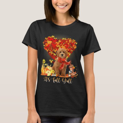 Its Fall Yall Goldendoodle Dog Lovers Thanksgiving T_Shirt