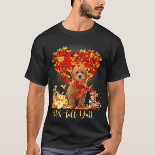 Its Fall Yall Goldendoodle Dog Lovers Thanksgiving T_Shirt