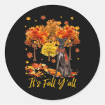 It&#39;s Fall Y&#39;all Greyhound Dog Tree Pumpkin Fall Au Classic Round Sticker
