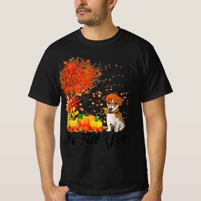 its fall yall jack russell pumpkin autumn T-Shirt (Front)
