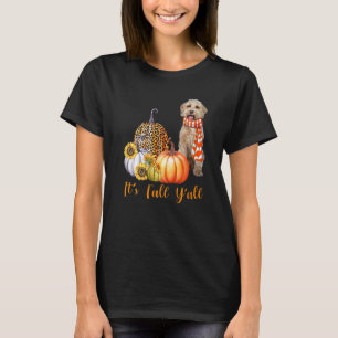 It's Fall Y'all Labradoodle Dog Leopard Pumpkin Fa T-Shirt