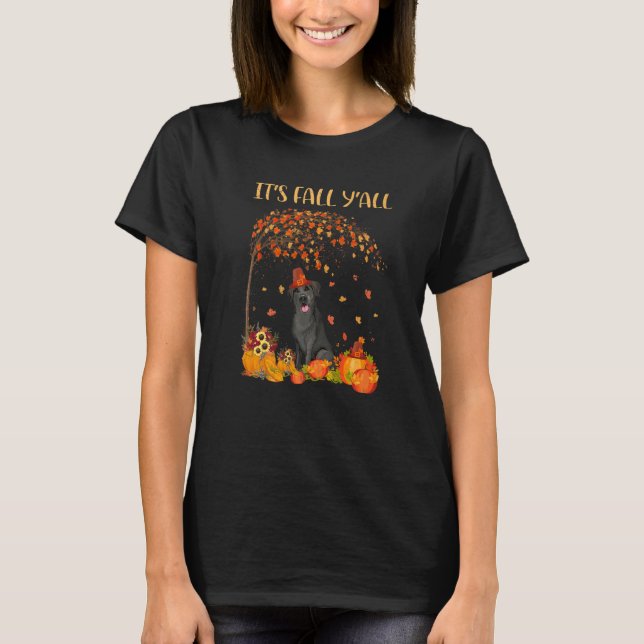 It's Fall Y'all Labrador Black Lab Halloween Thank T-Shirt (Front)