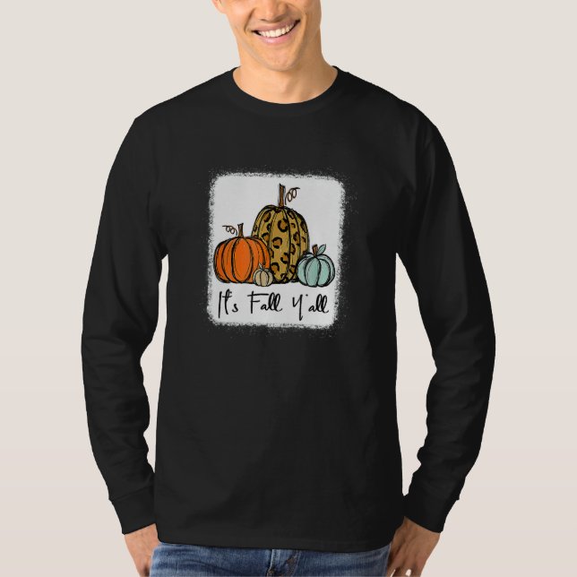 It's Fall Y'all Leopard Pumpkin Happy Thanksgiving T-Shirt (Front)