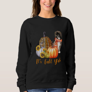 It's Fall Y'all Lhasa Apso Dog Leopard Pumpkin Fal Sweatshirt