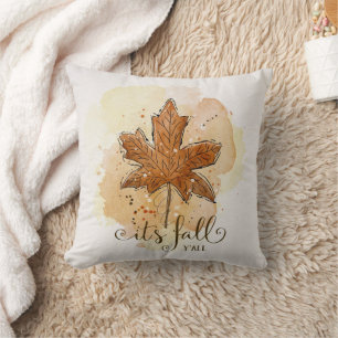 It's Fall Y'all Maple Leaf Throw Pillow