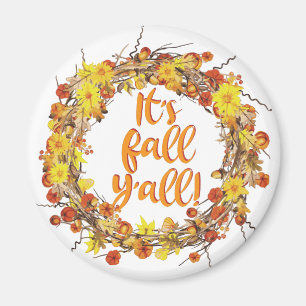 It's Fall Y'all Orange Autumn Leaves Magnet