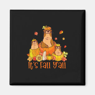 It's Fall Y'all Otters Pumpkin Outfit For Fall Sea Magnet