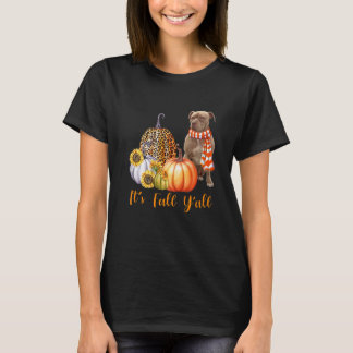 It's Fall Y'all Pitbull Dog Leopard Pumpkin Fall T-Shirt