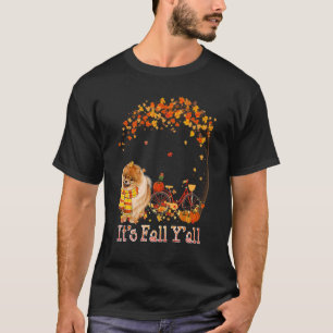 It's Fall Y'all Pomeranian Bike Pumpkin Spice Autu T-Shirt
