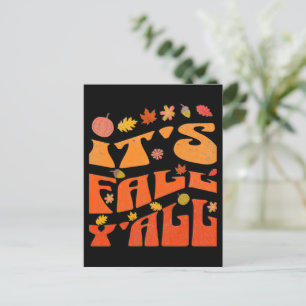 It's Fall Y'all Pumpkin And Fall Leaves Autumn  Postcard