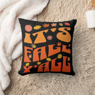 It's Fall Y'all Pumpkin And Fall Leaves Autumn Throw Pillow