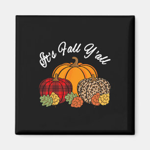 Its Fall Yall Pumpkin Leopard Print Autumn Thanksg Magnet