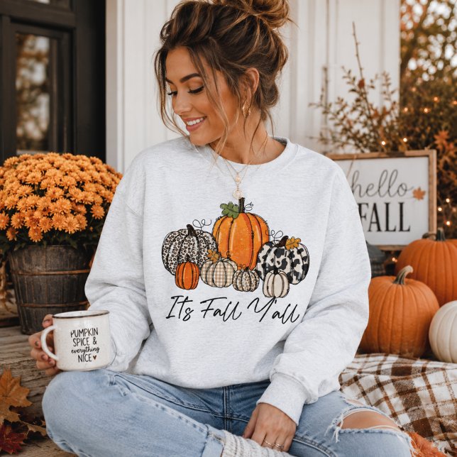 It's Fall Y'all Pumpkin Patch Typography Sweatshirt (Creator Uploaded)