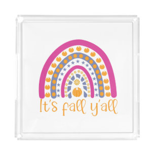 It's fall y'all pumpkin rainbow acrylic tray