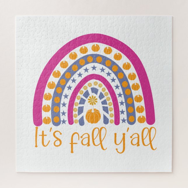 It's fall y'all pumpkin rainbow jigsaw puzzle (Vertical)