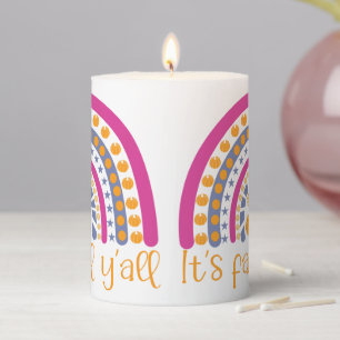 It's fall y'all pumpkin rainbow pillar candle
