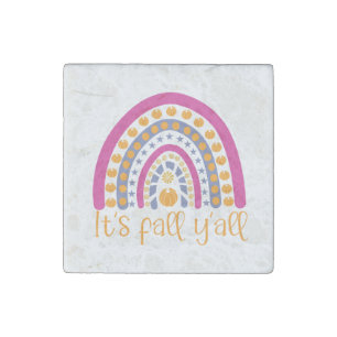 It's fall y'all pumpkin rainbow stone magnet