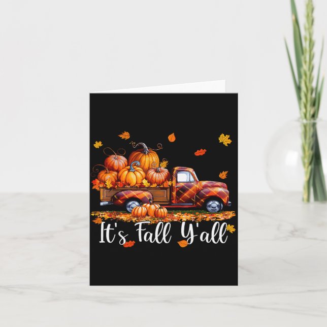 It's Fall Y'all Pumpkin Truck Autumn Tree Hello Fa Card (Front)
