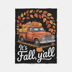 Its Fall Yall Pumpkin Truck Autumn Tree Hello Fall Fleece Blanket