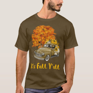 Its Fall Yall Pumpkin Truck Autumn Tree Hello Fall T-Shirt