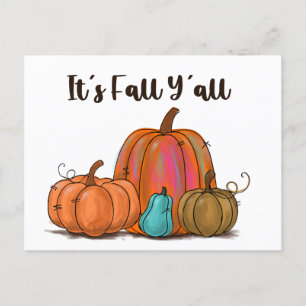 It's Fall Y'all Pumpkins Postcard