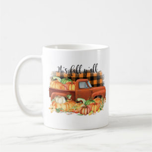 Its Fall Yall Quote   Vintage Truck with Pumpkins Coffee Mug