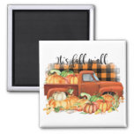 Its Fall Yall Quote | Vintage Truck With Pumpkins Magnet at Zazzle