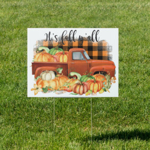 Its Fall Yall Quote Vintage Truck with Pumpkins Sign