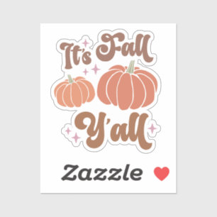 It's fall y'all retro groovy sticker