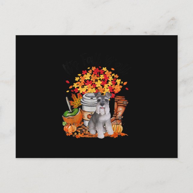 its fall yall schnauzer dog halloween thanksgiving announcement postcard (Front)