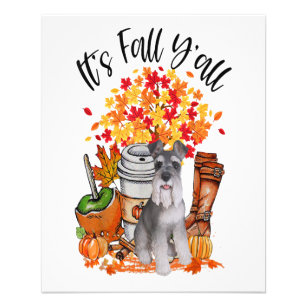 Its Fall Yall Schnauzer Dog Halloween Thanksgiving Flyer