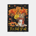 It&#39;s Fall Y&#39;all Sheltie Dog Tree Pumpkin Fall Autu Fleece Blanket