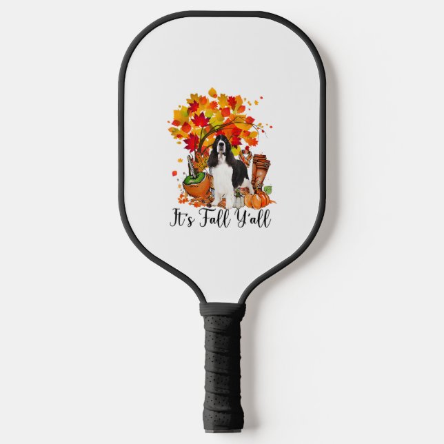 It's Fall Y'all Springer Spaniel Dog Halloween Tha Pickleball Paddle (Front)