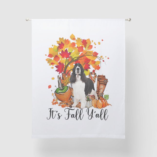 It's Fall Y'all Springer Spaniel Dog Halloween Tha Sheer Curtains (Front)