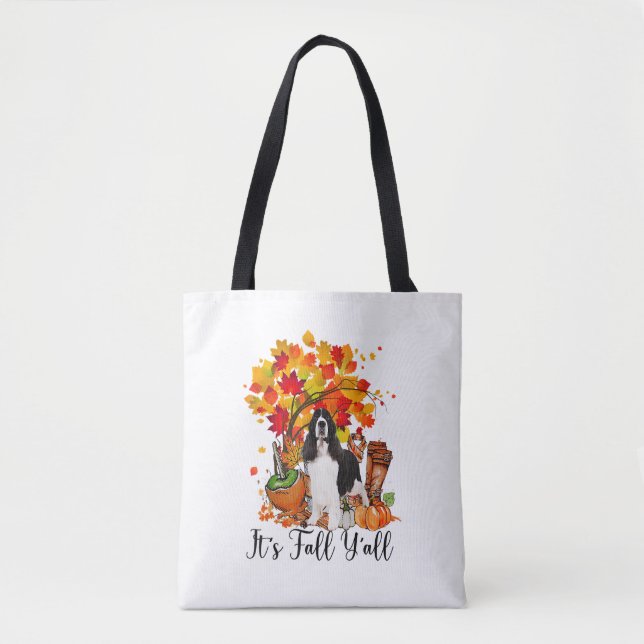 It's Fall Y'all Springer Spaniel Dog Halloween Tha Tote Bag (Front)