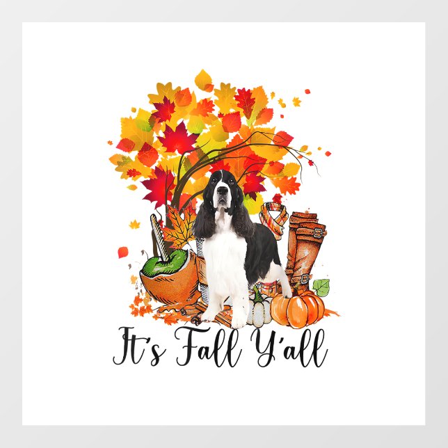 It's Fall Y'all Springer Spaniel Dog Halloween Tha Wall Decal (Front)