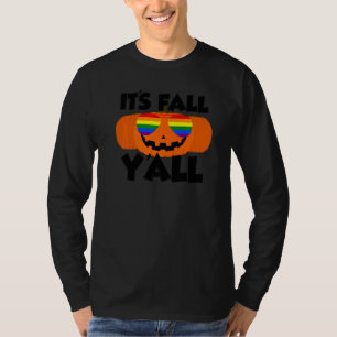 It's Fall Y'all Thanksgiving Pumpkin LGBTQ Glasses T-Shirt