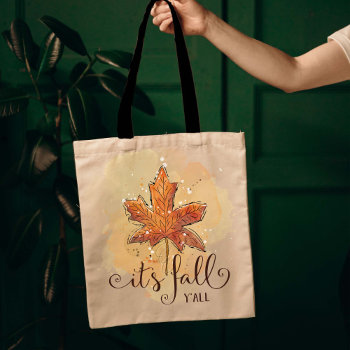 It's Fall Y'all Watercolor Maple Leaf Tote Bag by SimplyPutByRobin at Zazzle