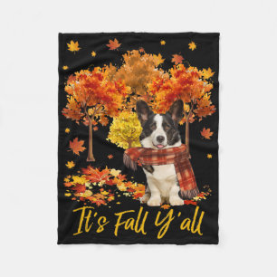 It's Fall Y'all Welsh Corgi Dog Tree Pumpkin Fall Fleece Blanket