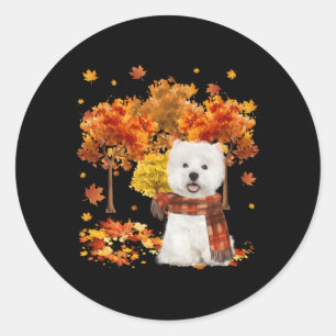 It'S Fall Y'All Westie Autumn Tree Fall Leaves Classic Round Sticker