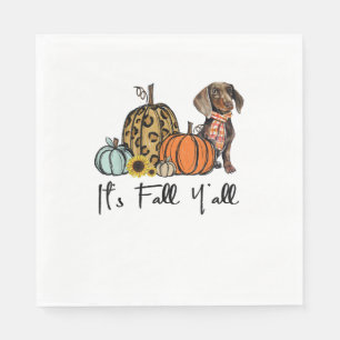 It's Fall Y'all Yellow Dachshund Dog Leopard Pumpk Napkins