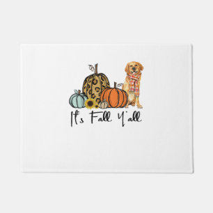 It's Fall Y'all Yellow Golden retriever Dog Leopar Doormat