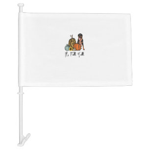 It's Fall Y'all Yellow Rottweiler Dog Leopard Pump Car Flag